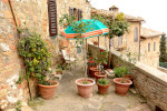 house with terrace and potted plants Umbria