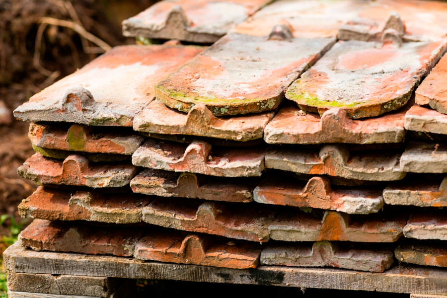 Stack of old roof tiles